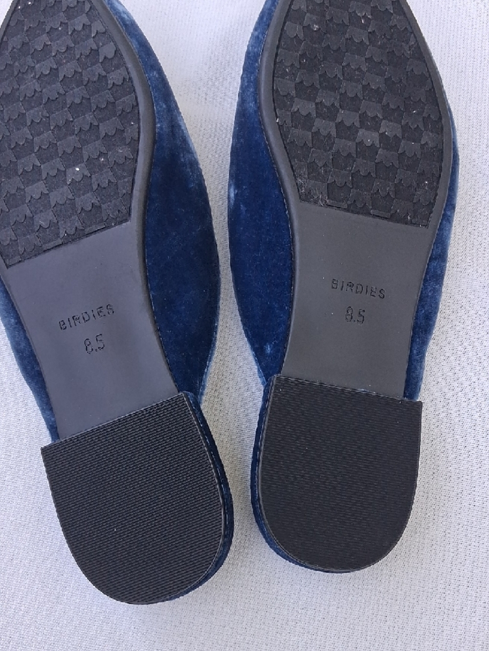 Birdies Deep Blue Velvet Crystal-Embellished Pointed Mules - Picture 14 of 16